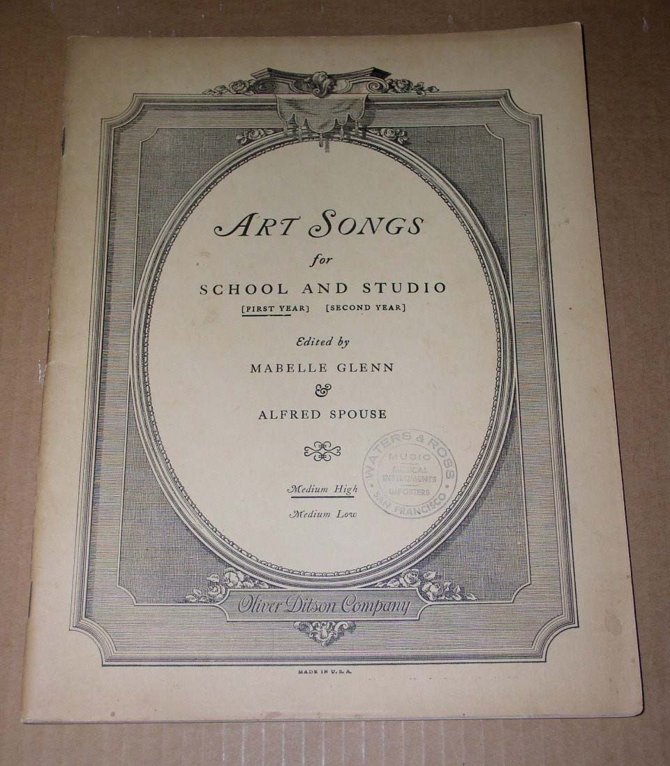 Primary image for Art Songs School And Studio Vintage Song Book 1930 First Year Instruction