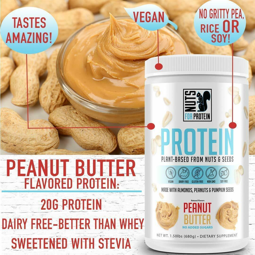 Nuts For Protein - Plant Based Protein Powder - Peanut Butter, 20 ...