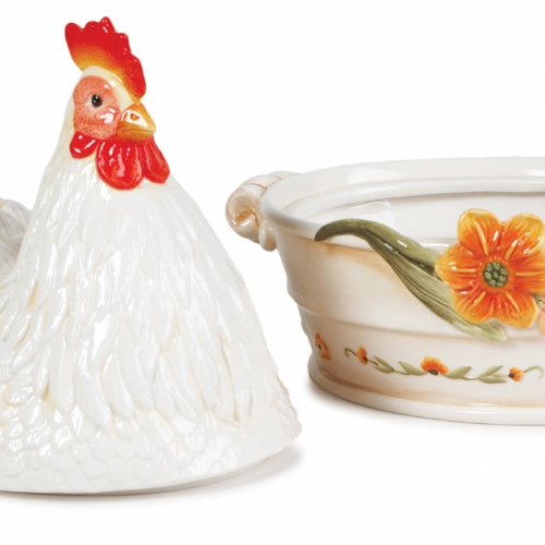 Fitz and Floyd Chanteclair Covered Vegetable Bowl NIB Serving Bowls