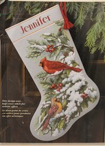 2004 Dimensions Early Snow Cardinals 16&quot; Christmas Stocking Kit # 8738 New - $69.95
