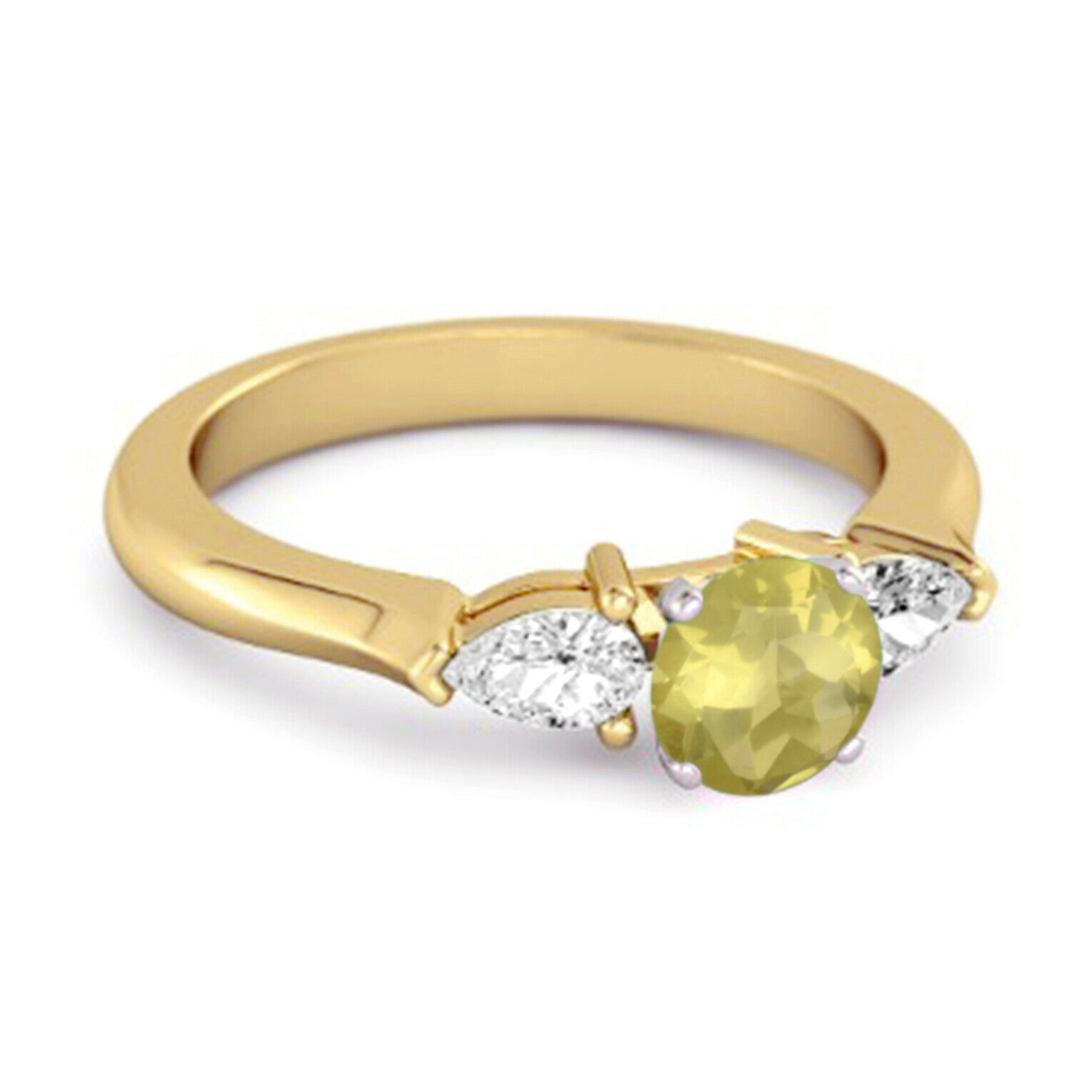 0.10 Ctw Lemon Quartz Gemstone 9K Yellow Gold Women Love Ring