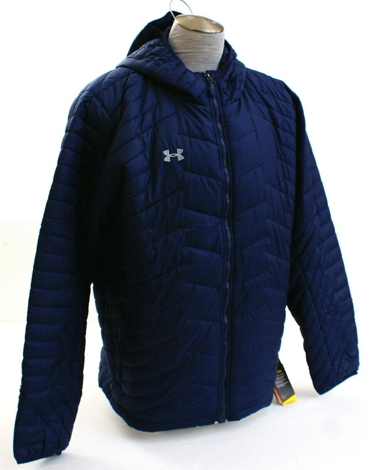 Under Armour Coldgear Storm Reactor Dark Blue Magzip Puffer Hooded