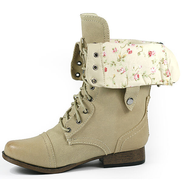 floral fold over combat boots