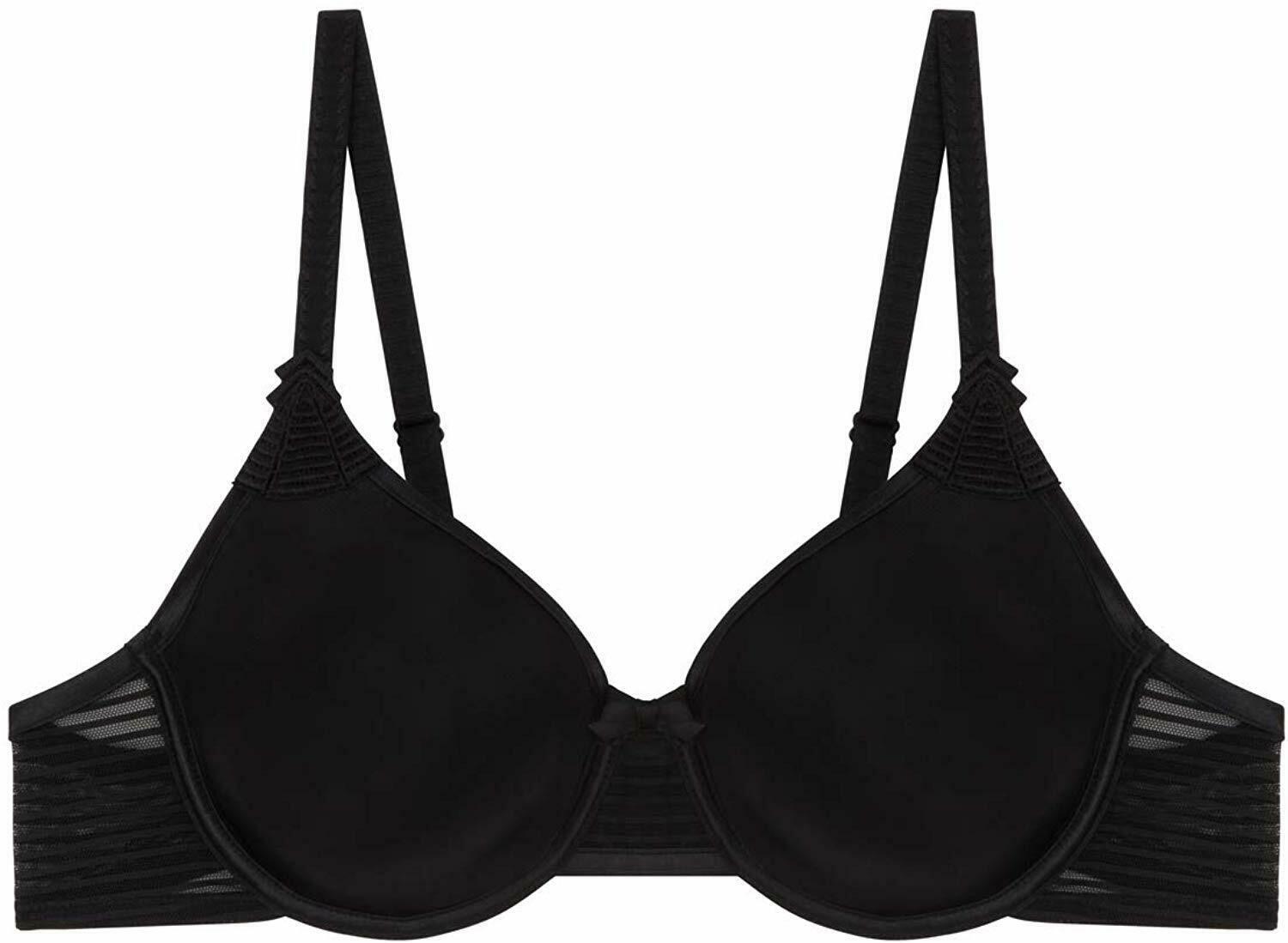LOU Black Women's Stripes Demi Cup Underwired Soft Molded Bra, 34B Bras & Bra Sets
