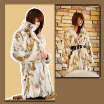 Fantastic Russian Lynx Faux Fur Coat Mid Thigh Length - Feel like a "ROCK STAR"