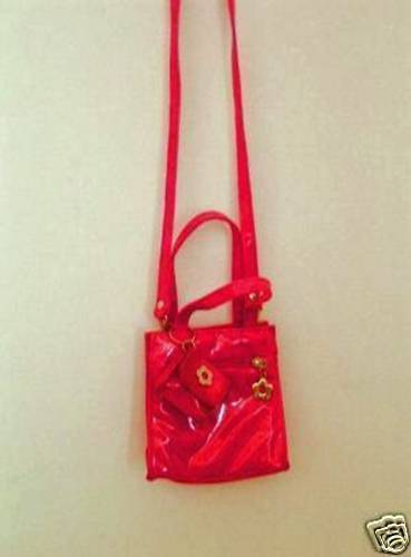 shiny red handbag