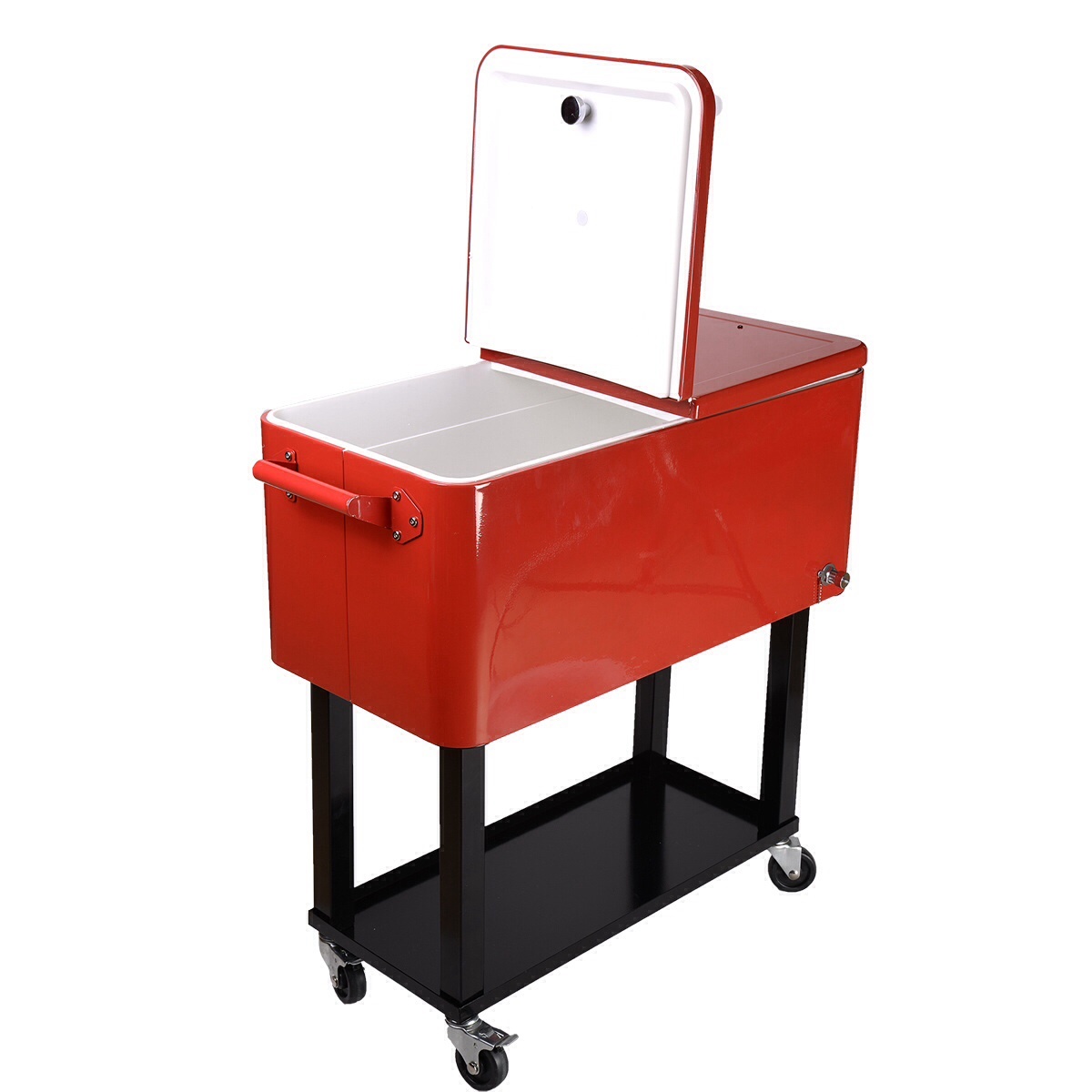 80Quart Cooler Beer Cart Outdoor Entertaining Rolling Party Steel Bar