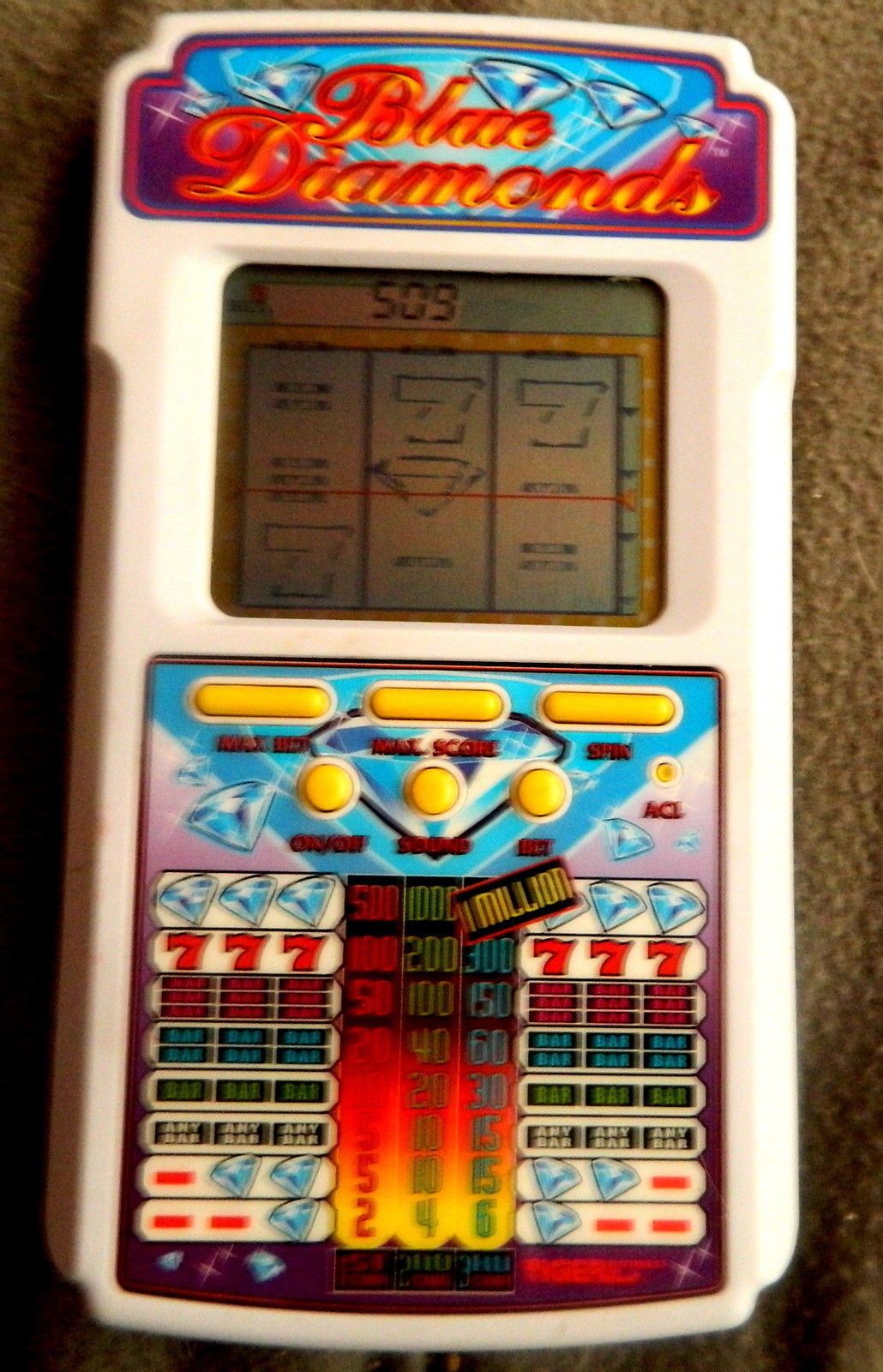 Electronic Handheld Video Game Blue Diamonds Tiger 1995 Vtg Casino Slot Machine for sale online 