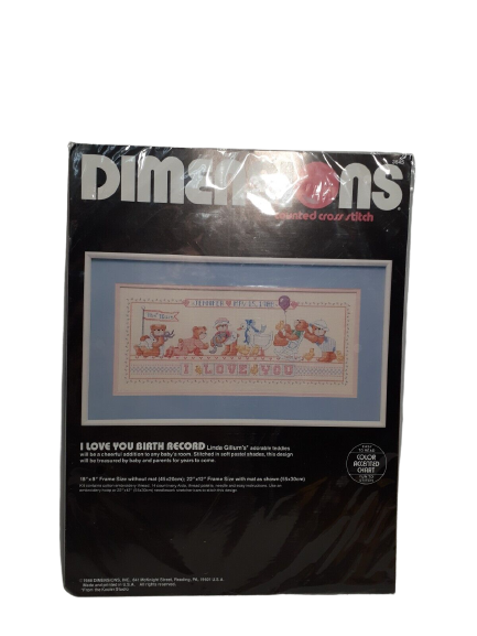 Dimensions I Love You Birth Record Counted Cross Stitch, Bears 3645 18"x 8" - $9.69