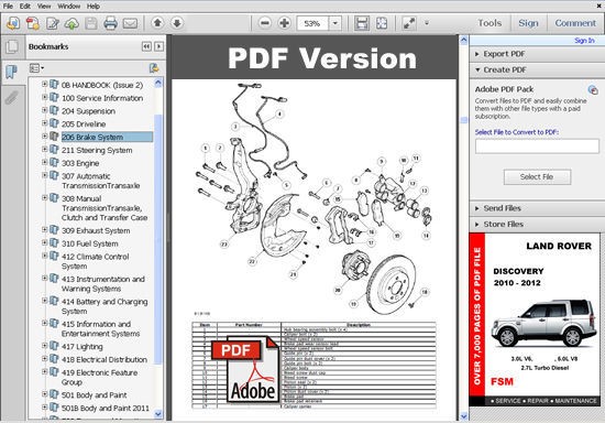 LAND ROVER DISCOVERY 2010 - 2012 FACTORY SERVICE REPAIR WORKSHOP FSM MANUAL - $14.95 57