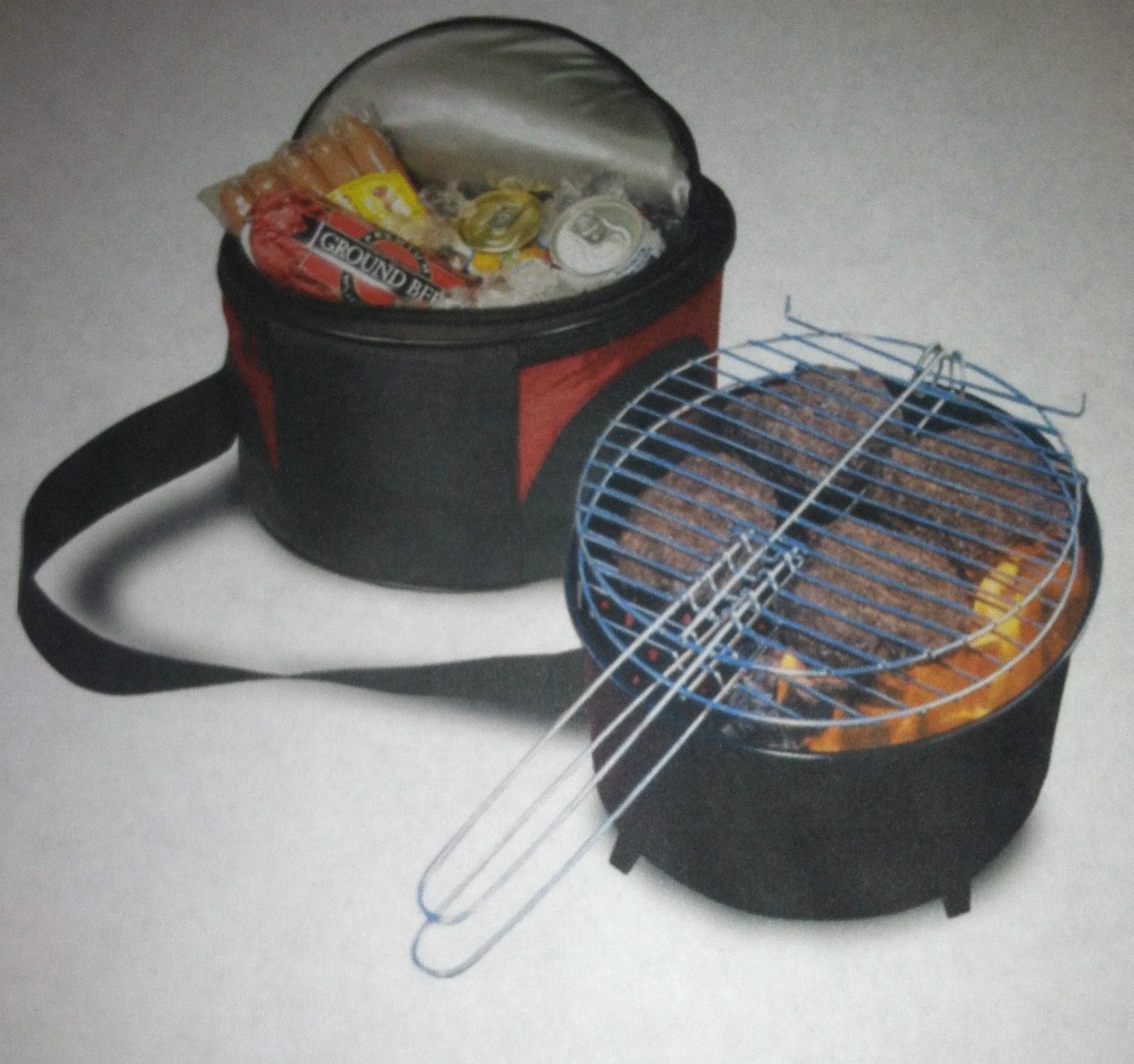 Portable Combo 2 IN 1 Deluxe Barbeque BBq Grill Cooler Camping Hiking