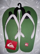 Men's Guys Quiksilver Oahu Twof Beach Sandals Flip Flops Solid Green New  - $16.99