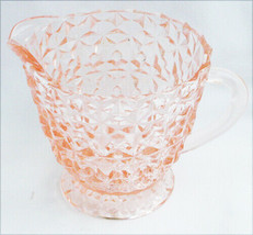Holiday Button and Bows pink footed cream pitcher Jeannette glass - $4.46