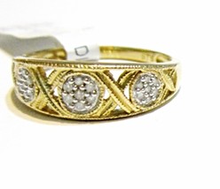 10K Yellow Gold Diamond Round X & O Band Ring, Size 7, 0.08(TCW), 2.0 Grams - $142.20