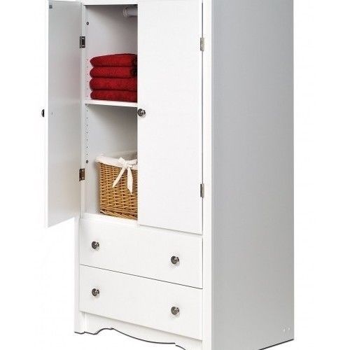  White Storage Cabinet Monterey2 Door Armoire 2 Drawer 