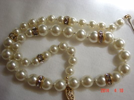 Swarovski Cream Pearl Necklace with Clear Crystal accent rondelles - $29.99
