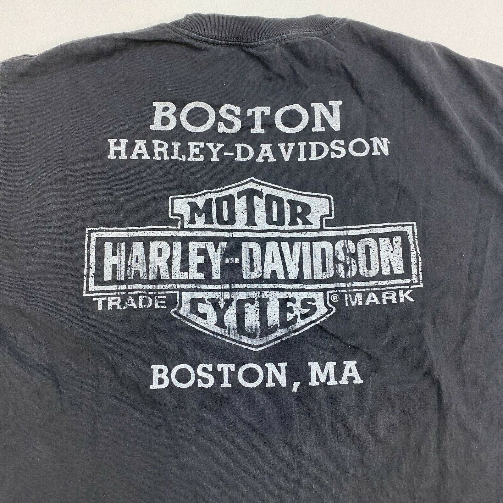 Harley Davidson TShirt Mens Large Boston Ma Black Short Sleeve Casual