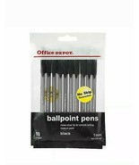 Office Depot Pack of 10 Black Nickel-Silver Ballpoint Pens Medium Ponit ... - $14.84