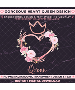 SALE: Gorgeous Heart Queen Floral Design: Digital Clip Art Download - $1.85
