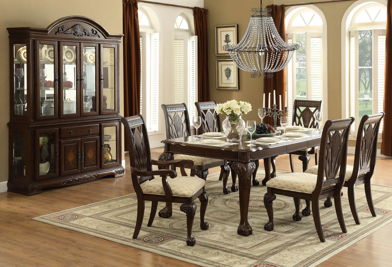 Traditional Cherry Brown Rectangular Dining Room Table ...