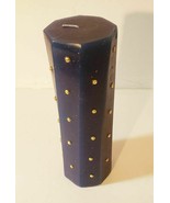 Blue Octagonal Pillar Column Candle 9&quot; Tall with Gold Flecks and Studs - $19.47