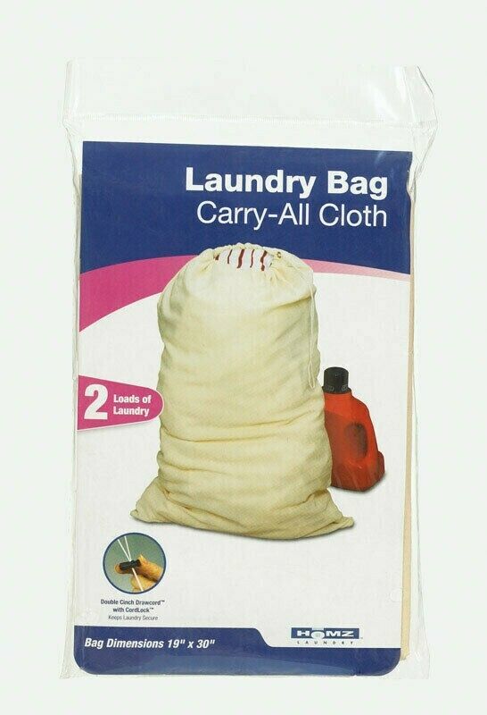 Homz LAUNDRY BAG Carry-All Cloth Tan Canvas 2 Loads Laundry Drawstring 1220219