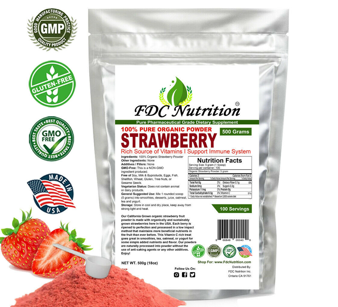 Strawberry powder 1.1lb (18oz) Freeze Dried Vitamin C Antioxidant FDC