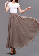 Taupe Maxi Chiffon Skirt Women Chiffon Maxi Skirts High Waist Bridesmaid Skirts image 4