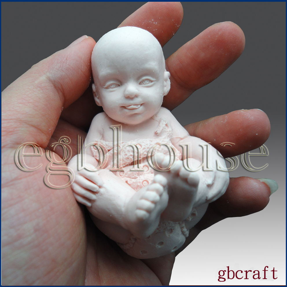 3D Silicone Soap Mold-Baby having fun(2 parts assembled mold) - Free Shipping