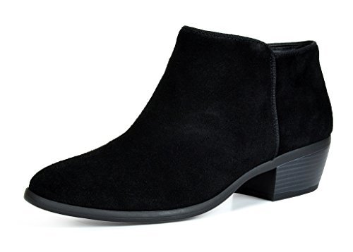 TOETOS Women's Dallas Black Suede Leather Cowboy Ankle Booties - 8 M US ...
