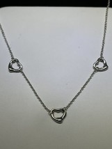 TIFFANY &amp; CO. Sterling Silver Elsa Peretti 3 Open Heart Pendant Necklace... - $185.00