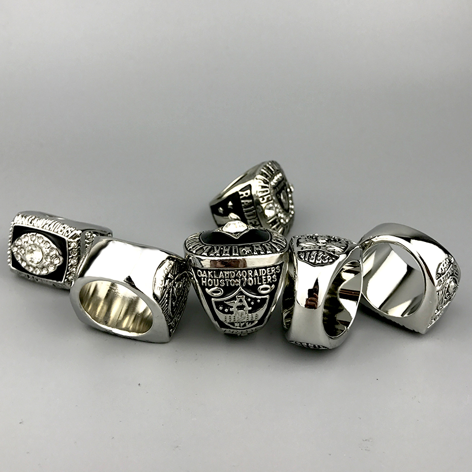 Oakland Raiders Super Bowl Championship Ring Set (Size 11) In Wooden ...