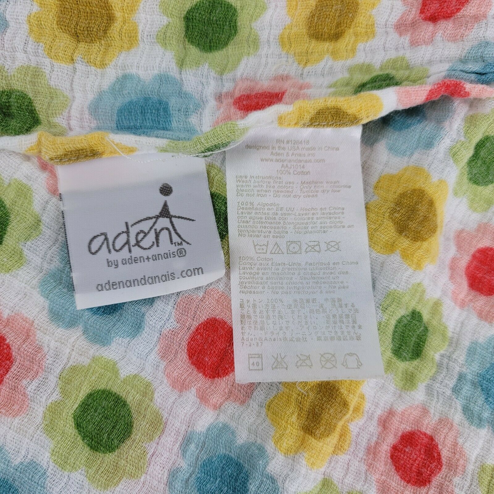 Aden + Anais red green turtle muslin swaddle baby blanket 100 cotton