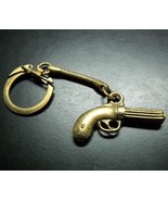Golden Metal Derringer Key Chain Solid Bright Metal Rope Style Connector - $6.99