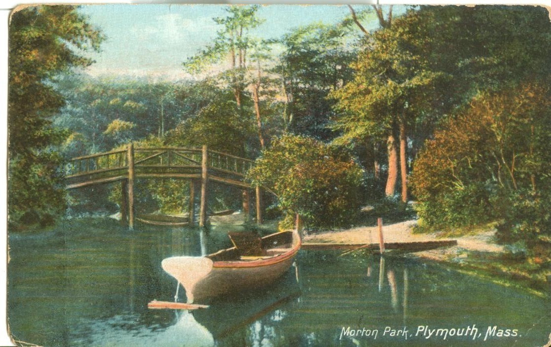 Morton Park, Plymouth, Mass, 1924 used Postcard Massachusetts