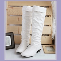 Soft Supple Slide on Leather Low Heel Equestrian Riding Boots, Mid Calf High image 3