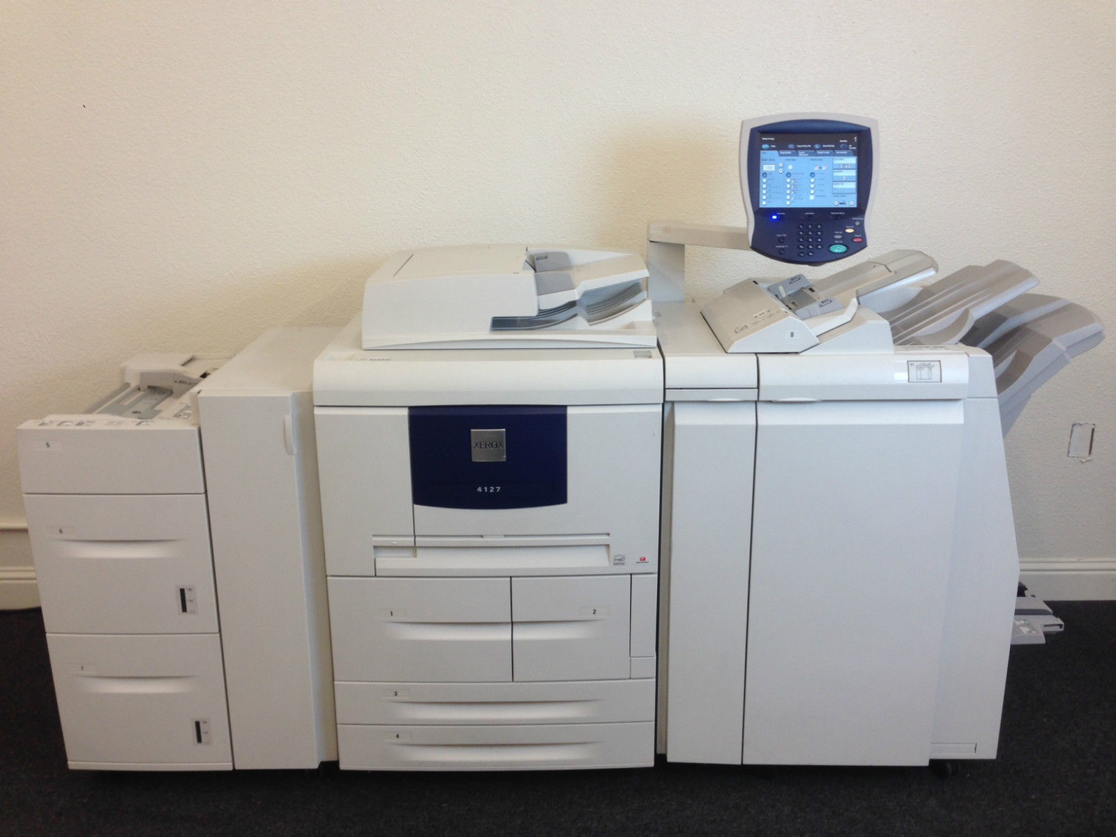 Xerox 4127 Copier Printer Scanner with Light production finisher and