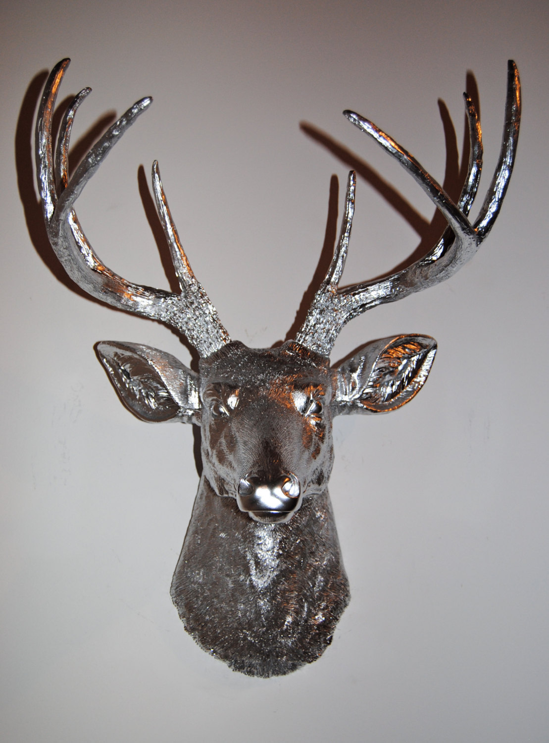 Chrome Deer Head Deer Head Antlers Fake Taxidermy Wall Mount D1313 
