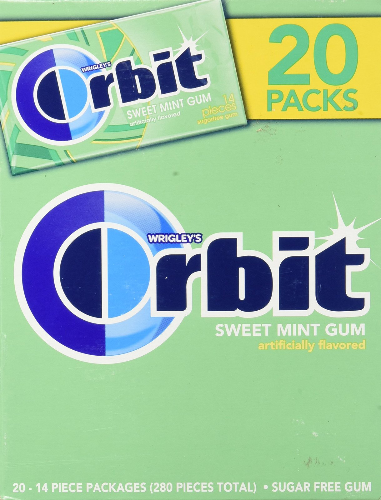 ORBITSweet Mint GumMildly Sweet, Mint Flavored Sugarfree Chewing
