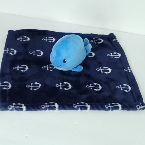 Whale Lovey Stuffed Animal Blue Baby Security Blanket 14" x 14" Plush