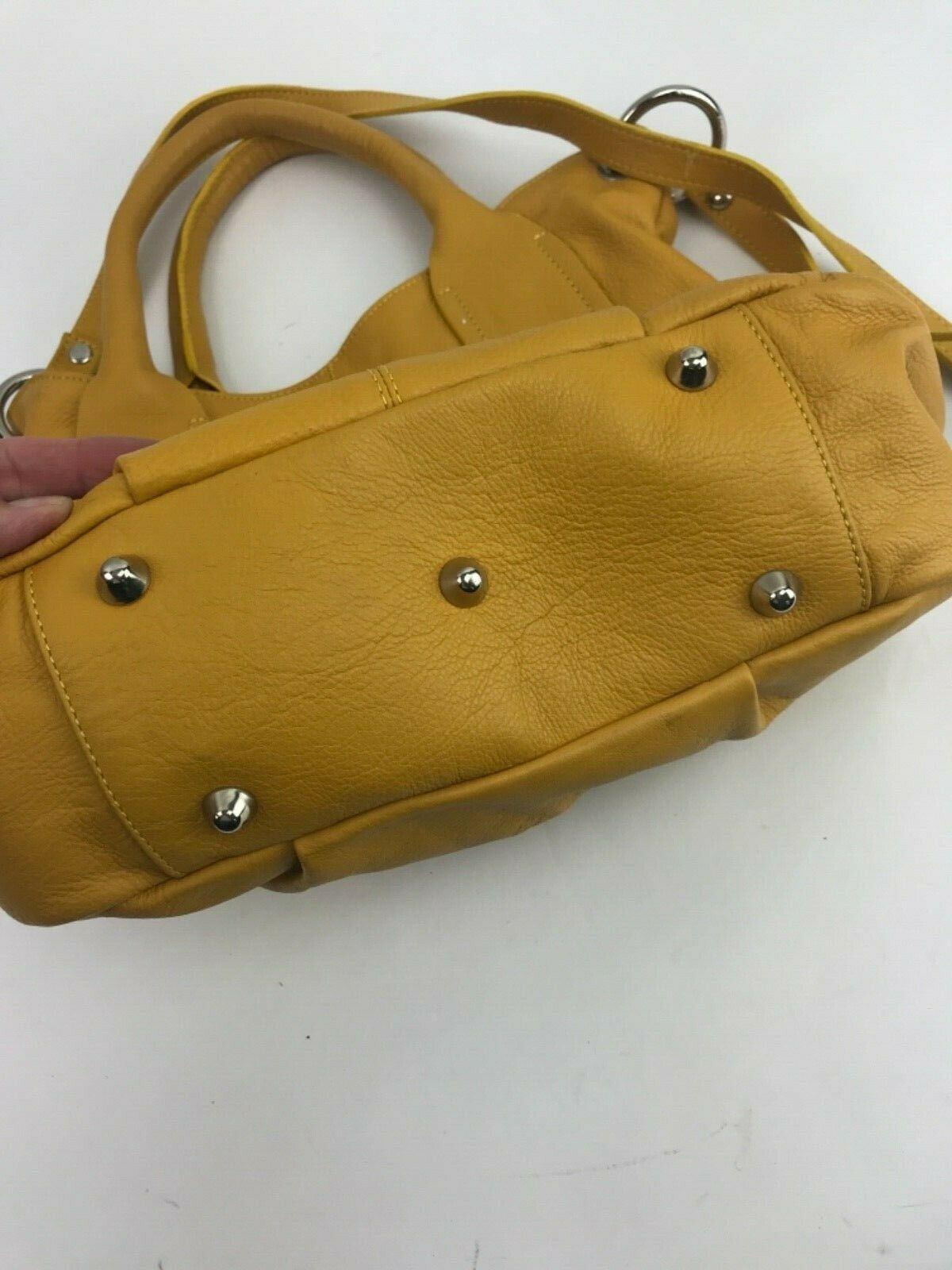 Innue Yellow Leather Purse Handbag Cross body Italy Chain Lock Detail ...