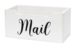 Rustic Farmhouse Wooden Tabletop Script Word "Mail" Organizer Box, Letter Holder - $42.99
