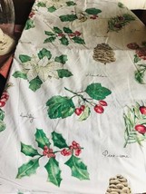 Pottery Barn Holly Duvet Cover Ivory Queen Christmas Poinsettia Pinecone... - $99.00