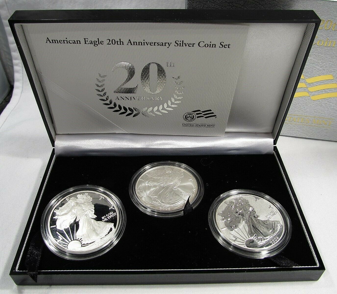 2006 3 Piece American Eagle 20th Anniversary Silver Coin Set w/ Rev