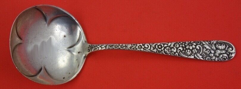 Primary image for Repousse by Jacobi and Jenkins Sterling Silver Gravy Ladle w/ 4 leaf clover 8"