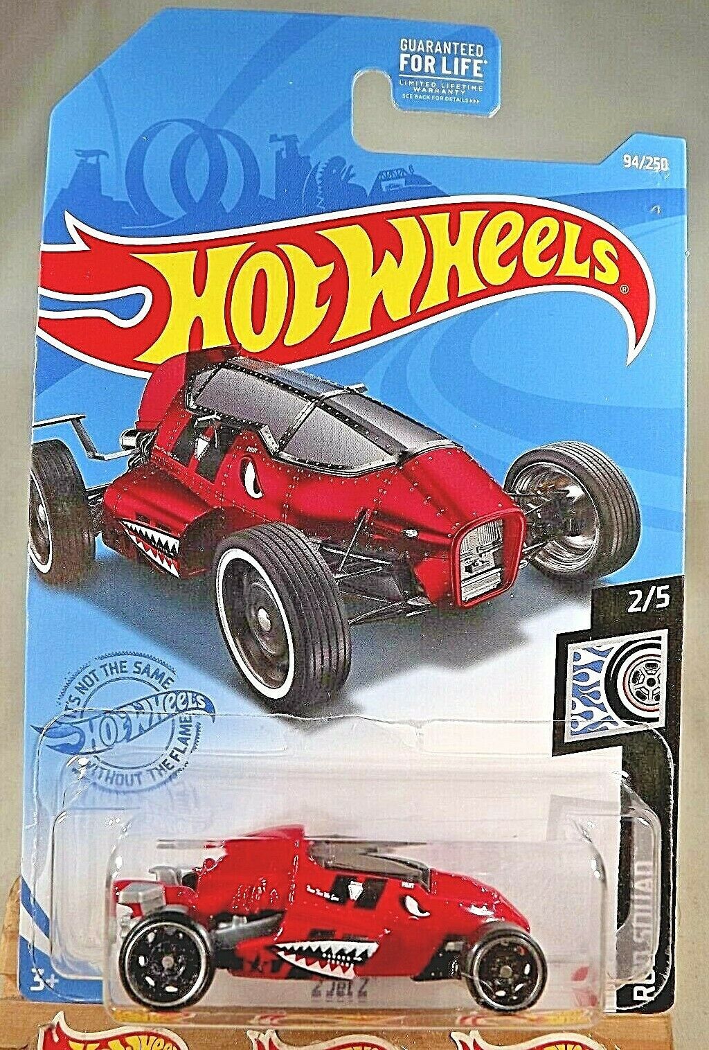 2021 Hot Wheels #94 Rod Squad 2/5 2 JET Z Red w/Black St8 Spoke Chrome Rim Wheel