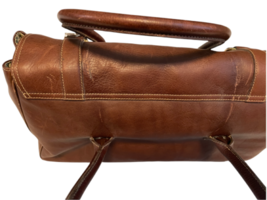 NWT New Large Women Ralph Lauren Brown Leather Tote Satchel Purse Handbag Feet image 6
