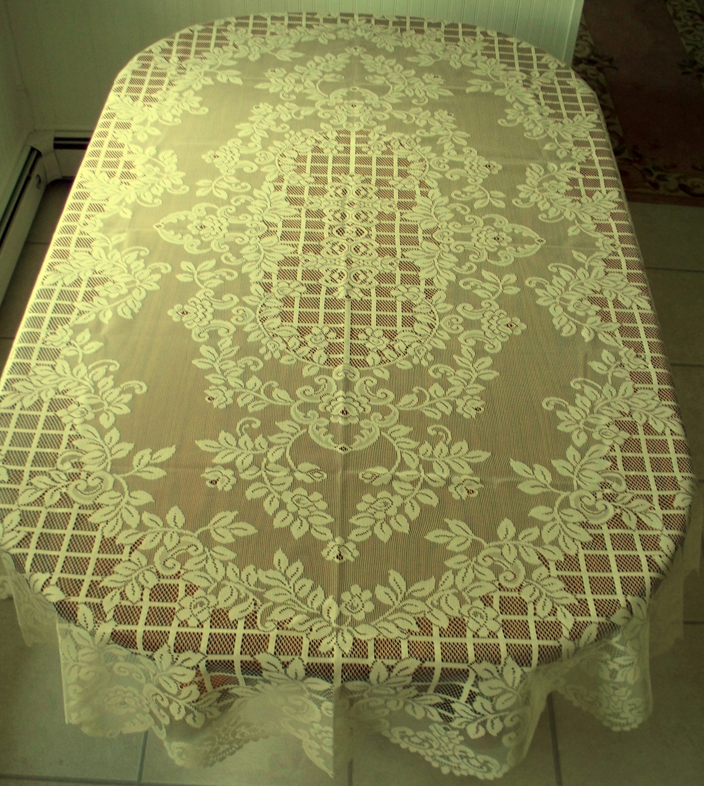 Oval Tablecloths Trellis Rose Ivory 60x84 Table Linens Oxford House