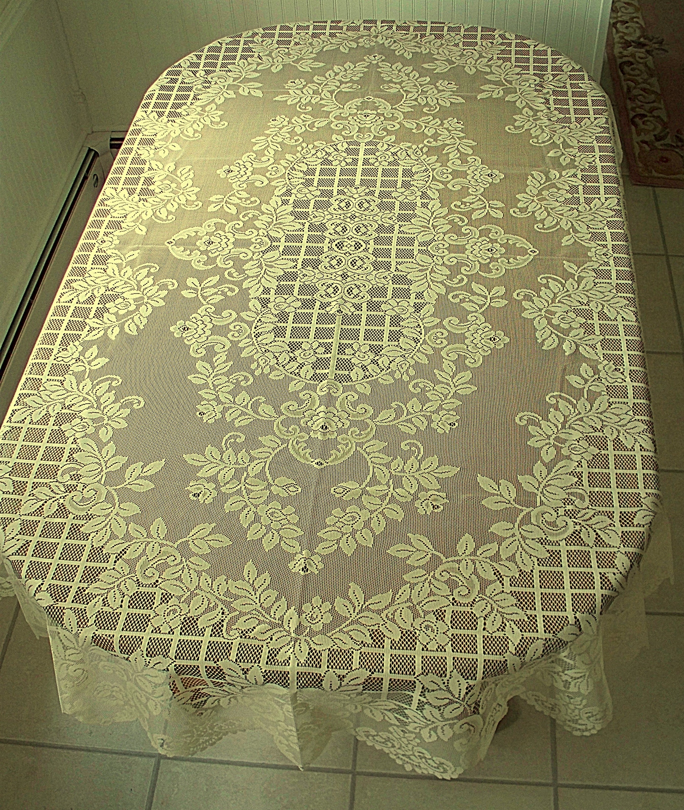 Oval Tablecloths Trellis Rose Ivory 60x84 Table Linens Oxford House