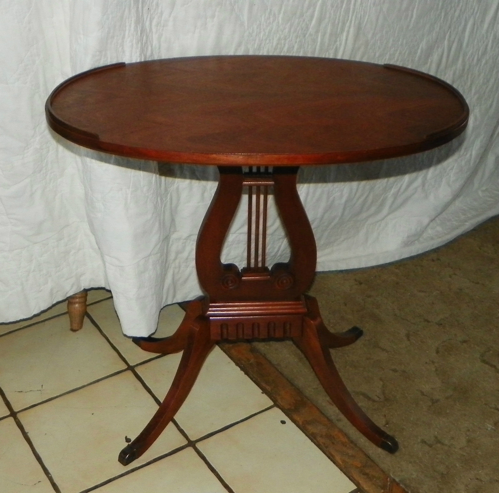 Oval Mahogany Lyre Base End Table / Side and 50 similar items